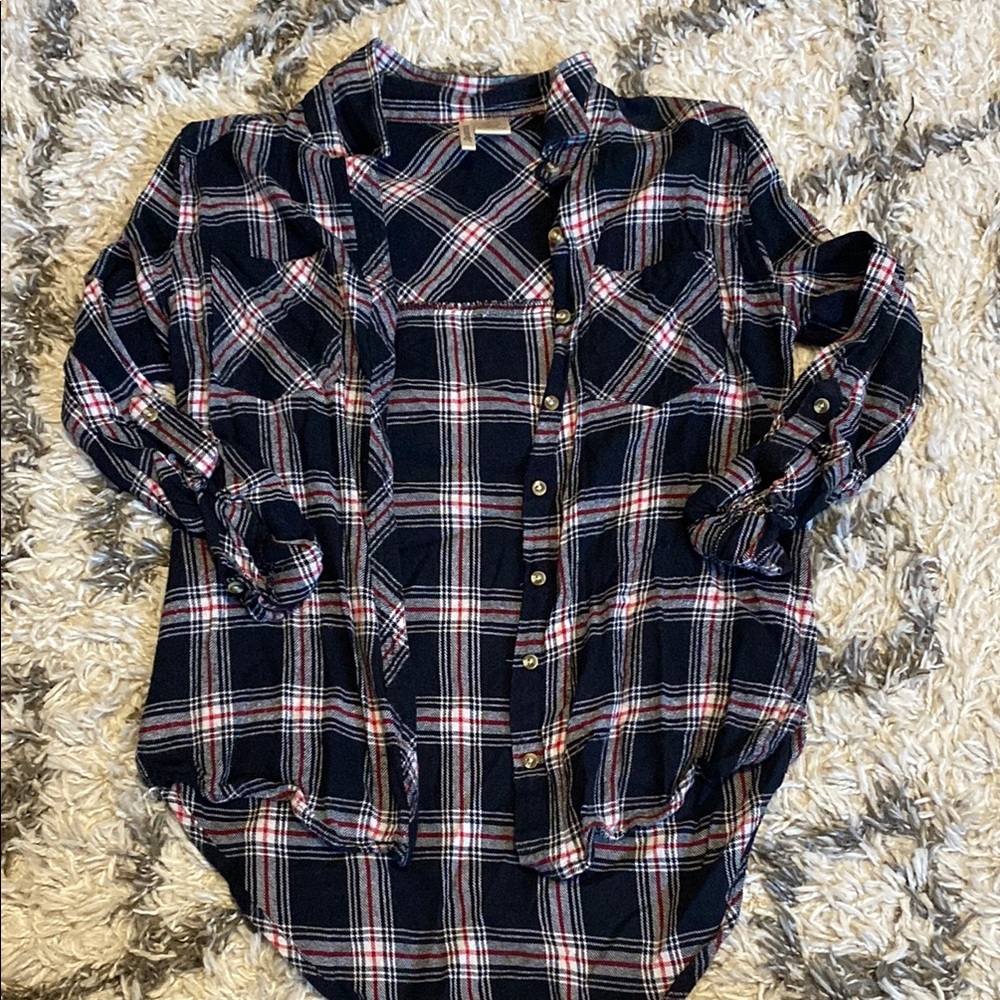 Plaid Button-Up Shirt